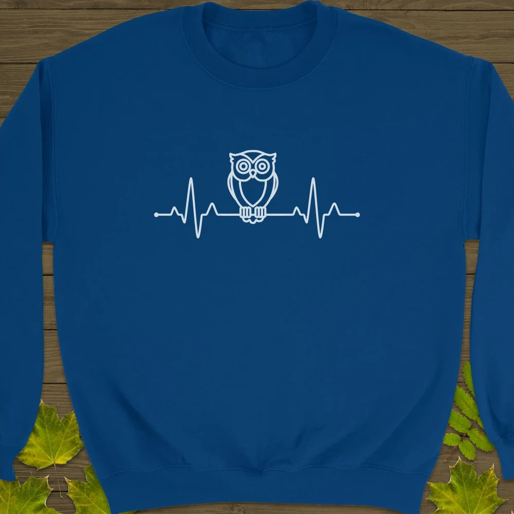 Owl Heartbeat Crewneck Sweatshirt Royal