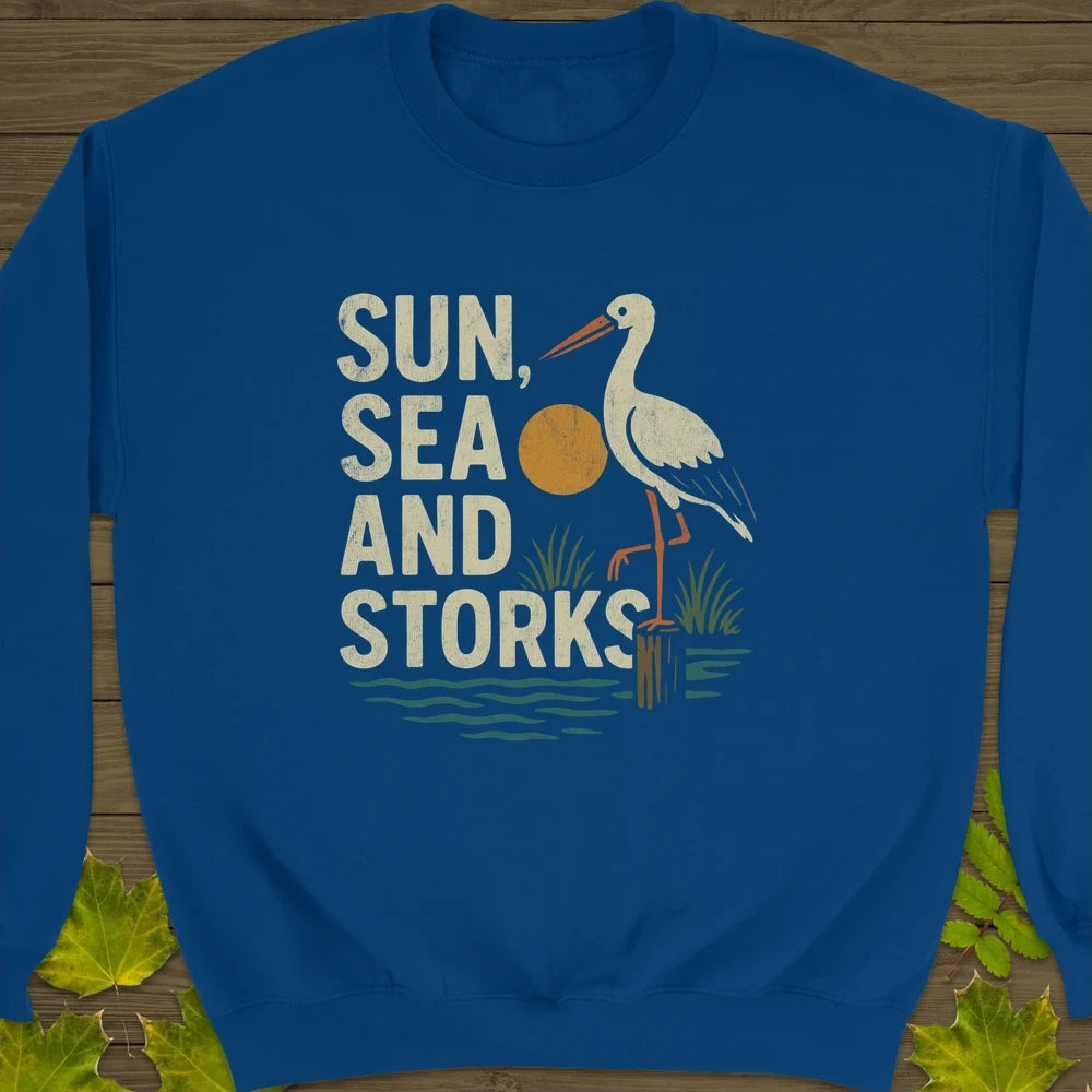 Sun, Sea and Storks Crewneck Sweatshirt Royal