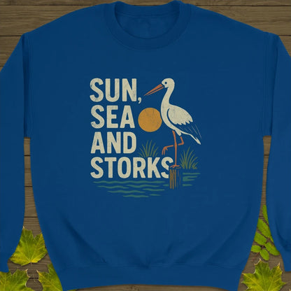 Sun, Sea and Storks Crewneck Sweatshirt Royal