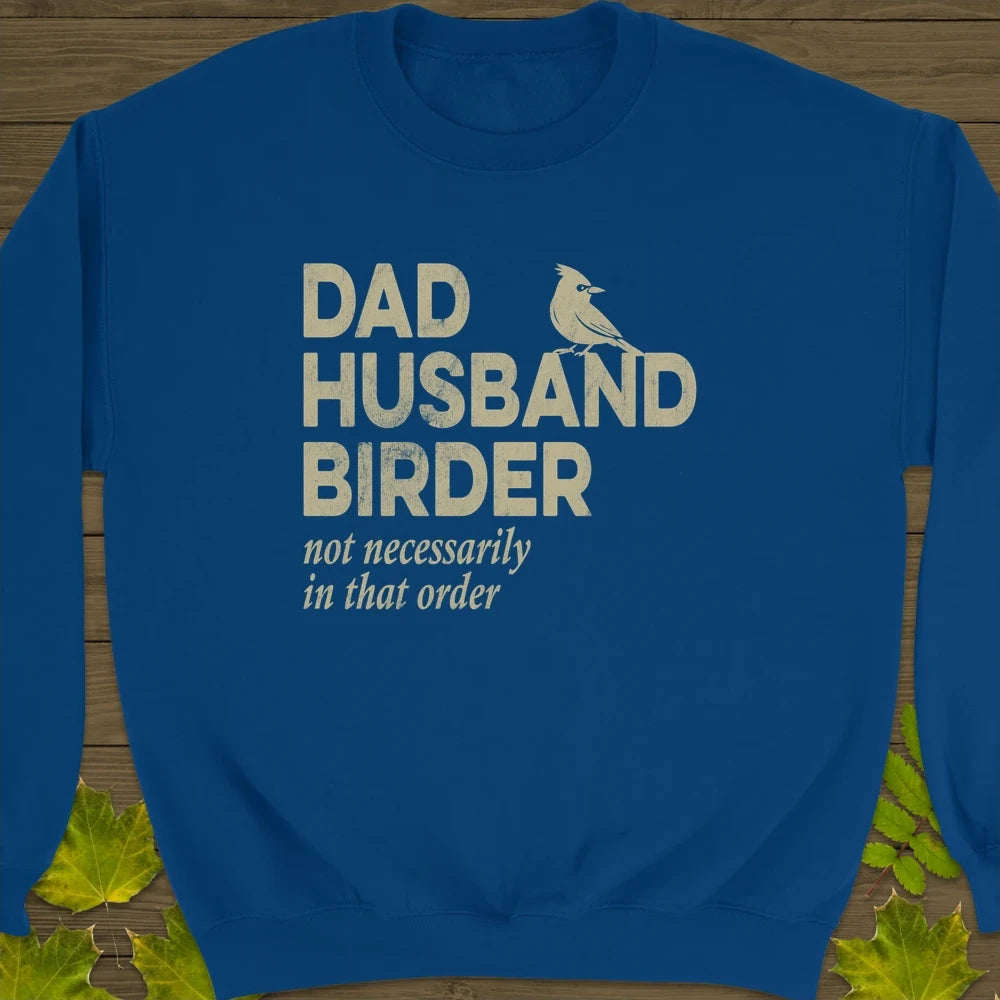 Dad, Husband, Birder Crewneck Sweatshirt Royal