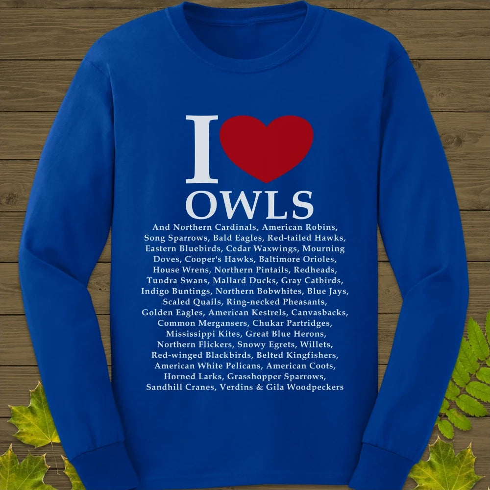I Love Owls Long Sleeve Royal