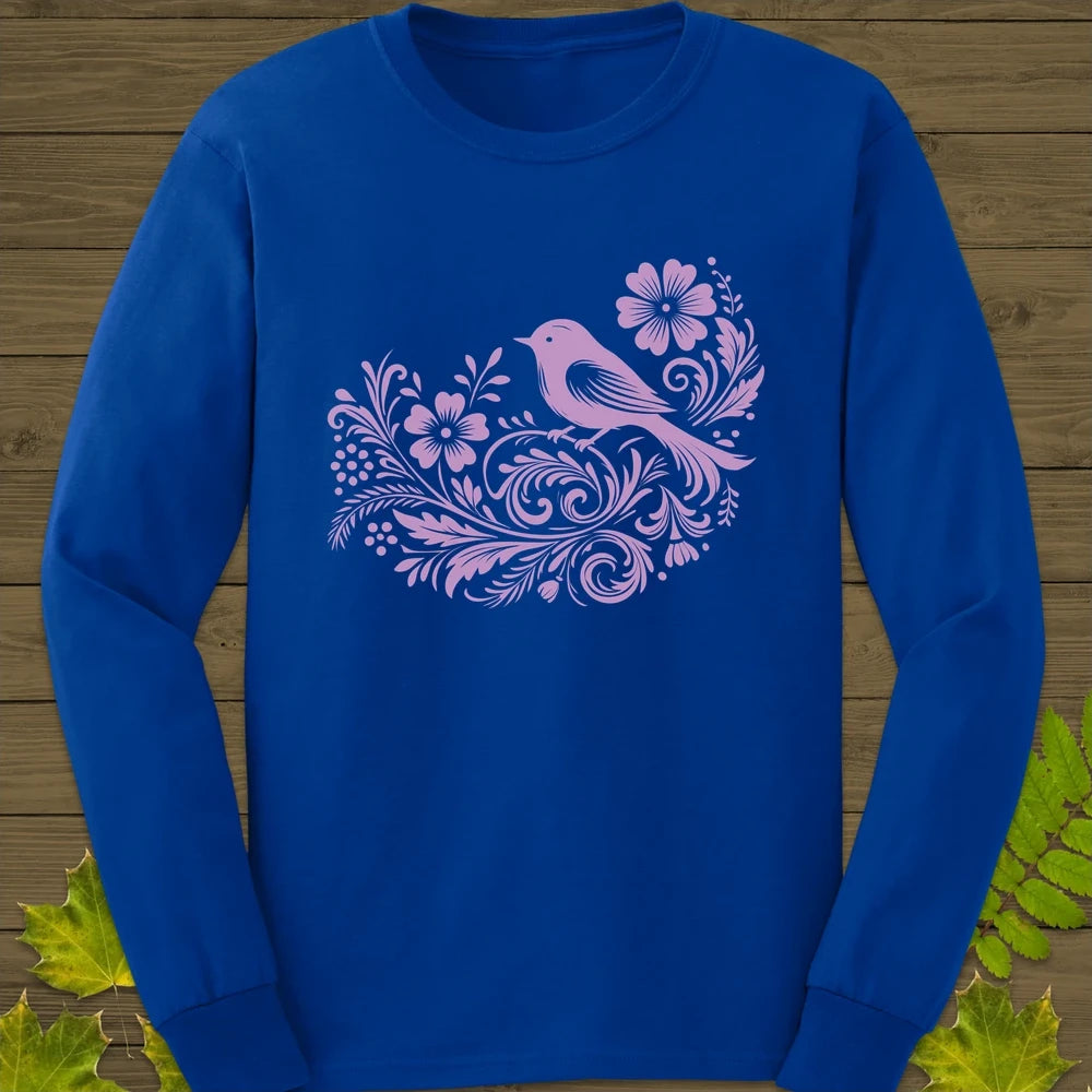 Bird and Blooms Long Sleeve Royal