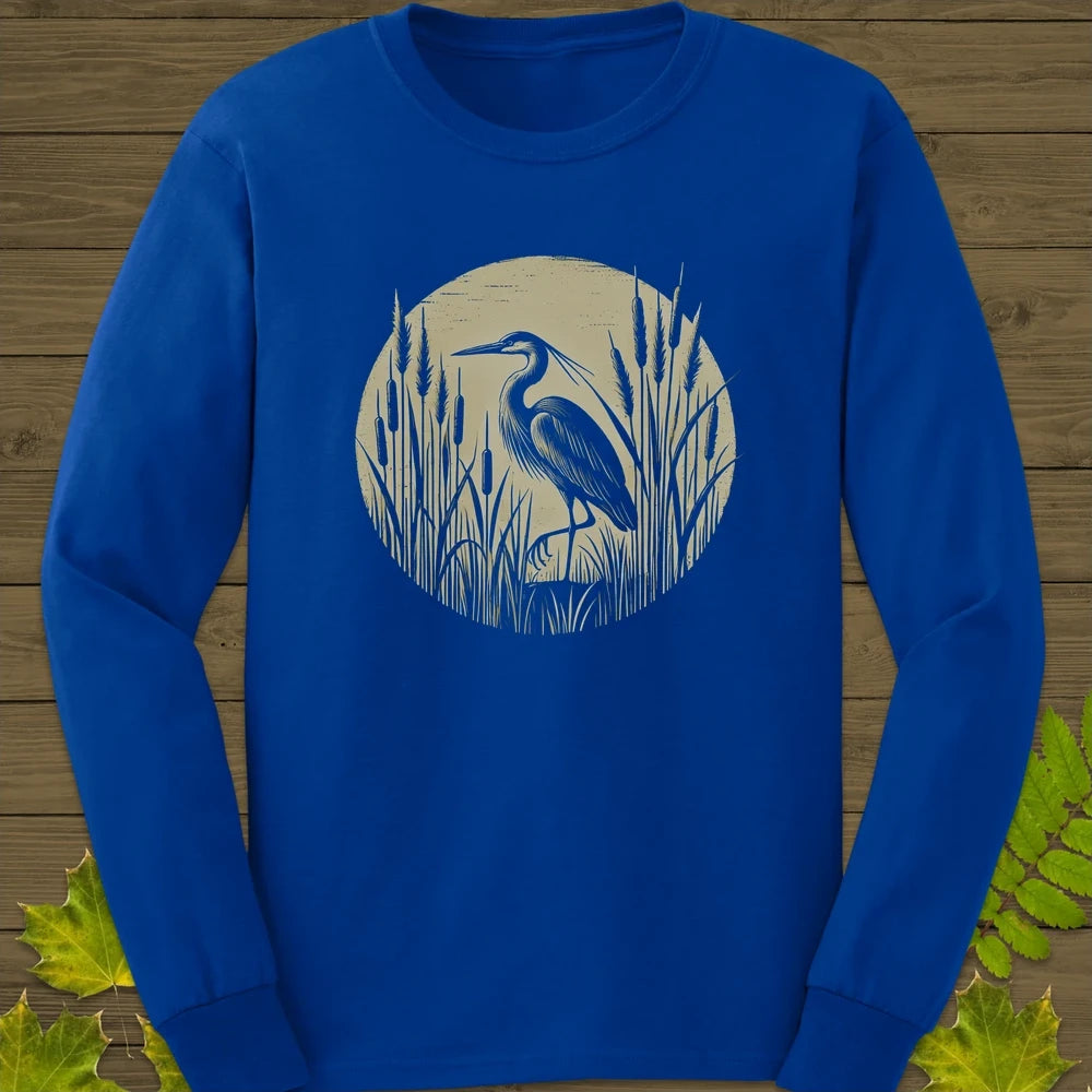 Rustic Wildlife Heron Long Sleeve Royal