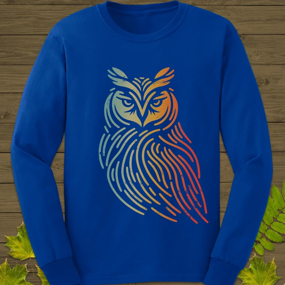 Modern Owl Silhouette Long Sleeve Royal