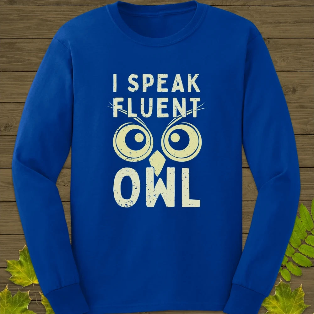 Speak Fluent Owl Long Sleeve Royal