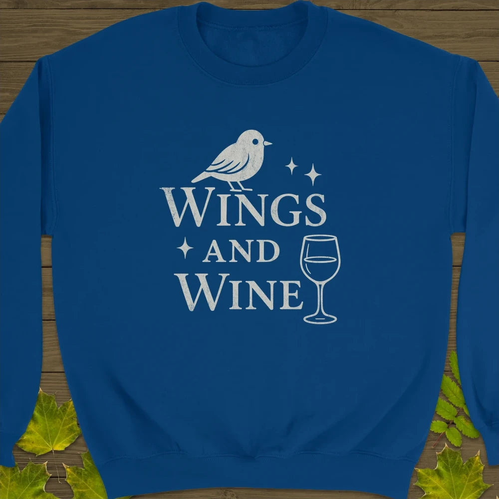 Wings and Wine Crewneck Sweatshirt Royal
