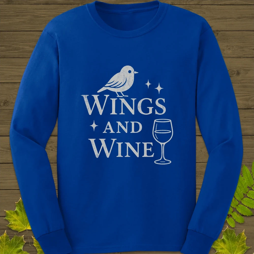 Wings and Wine Long Sleeve Royal