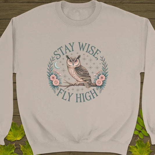 Stay Wise Owl Crewneck Sweatshirt Sand