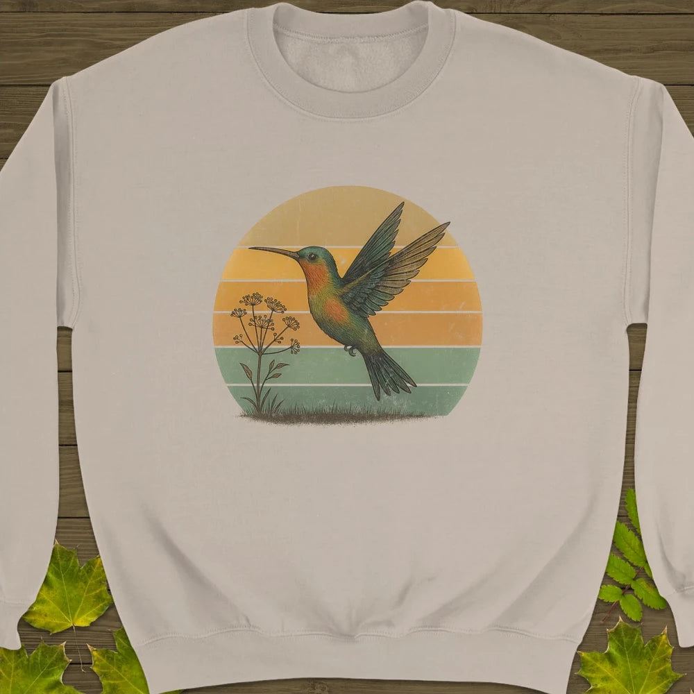 Vintage Hummingbird Sunset Crewneck Sweatshirt Sand