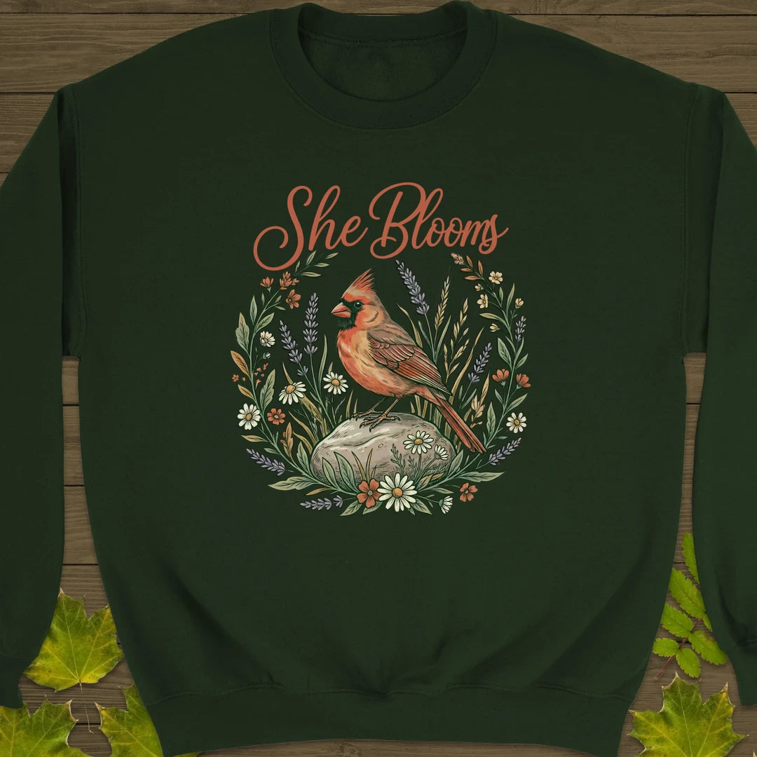She Blooms Sweatshirt Forest Green