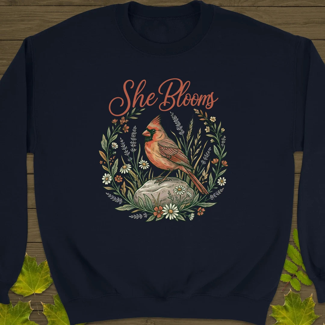 She Blooms Sweatshirt Navy
