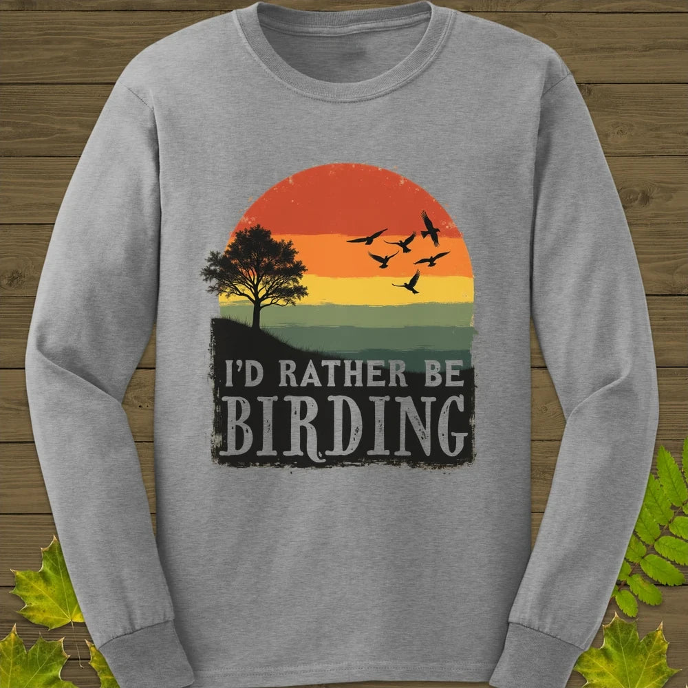 Rather Be Birding Long Sleeve Sport Grey
