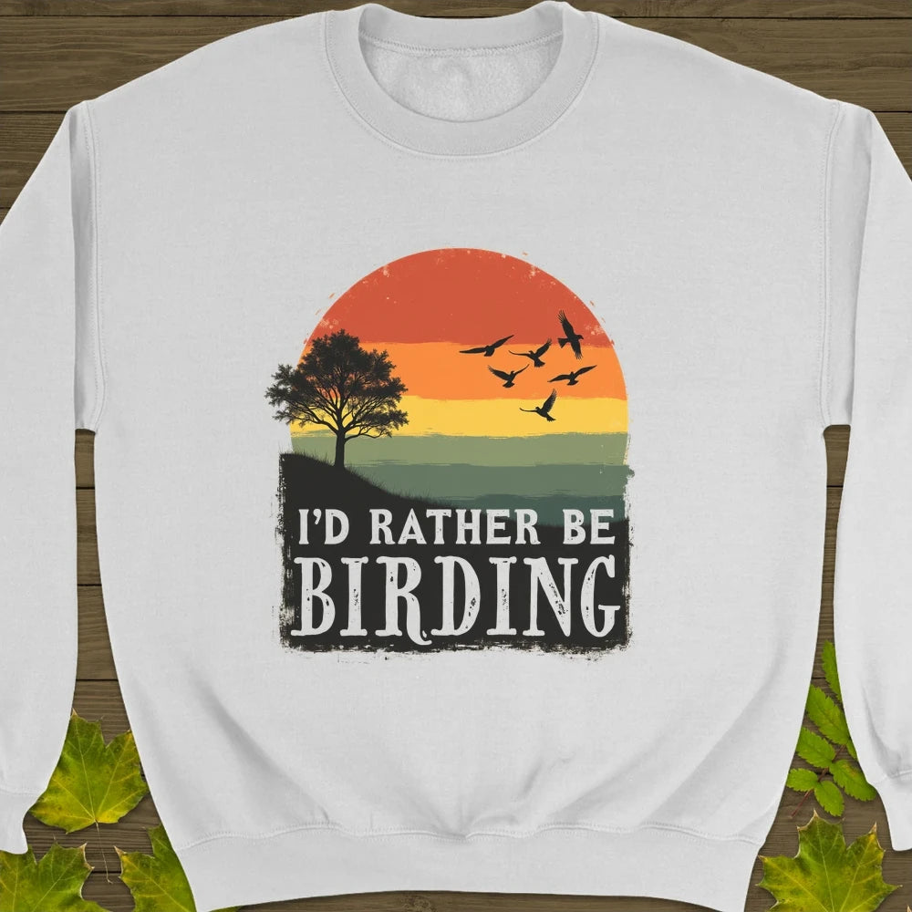 Rather Be Birding Crewneck Sweatshirt White