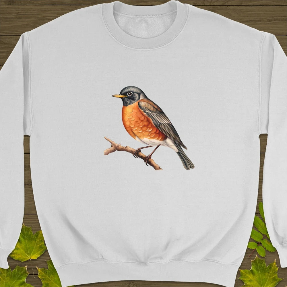 Artistic American Robin Crewneck Sweatshirt White