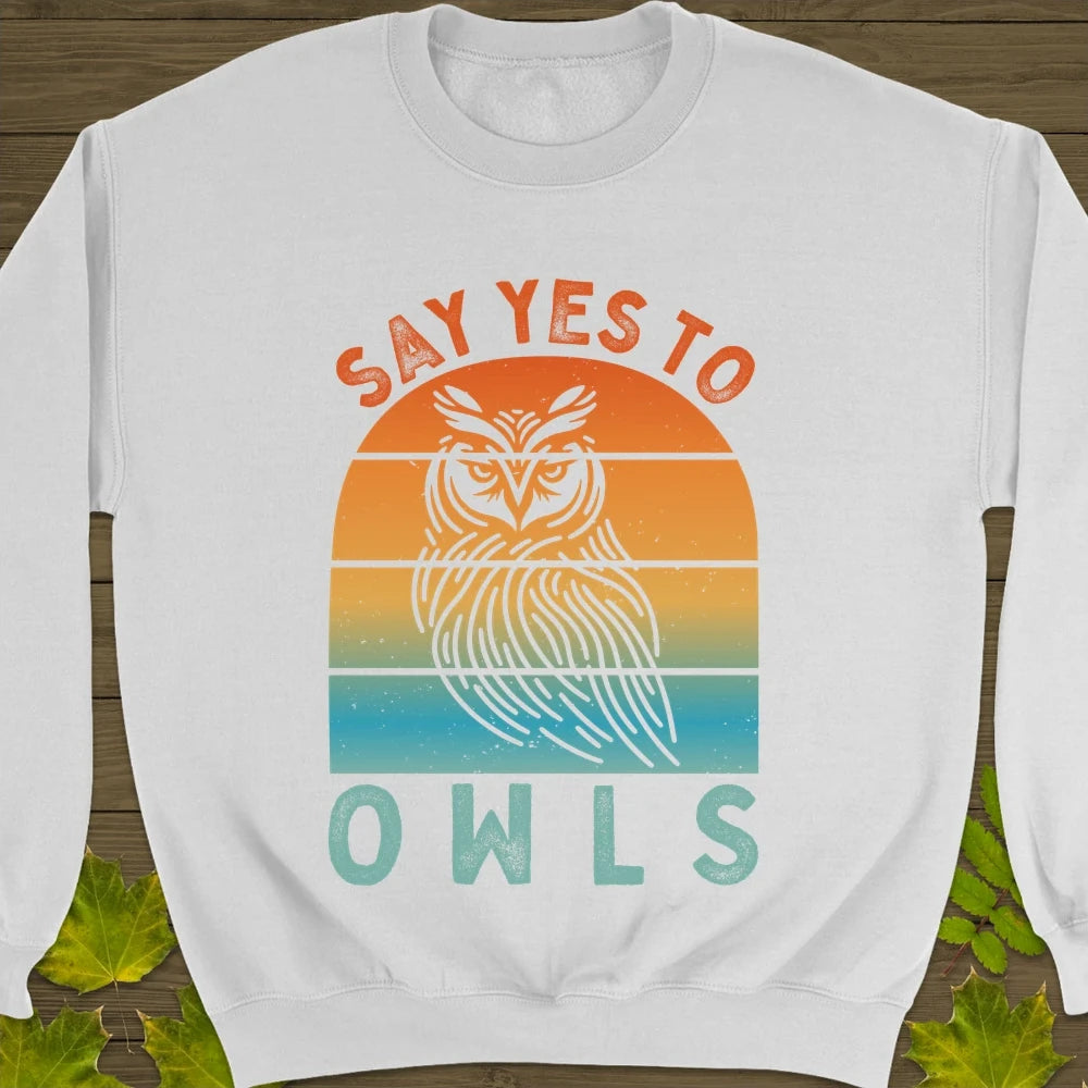 Yes To Owls Crewneck Sweatshirt White