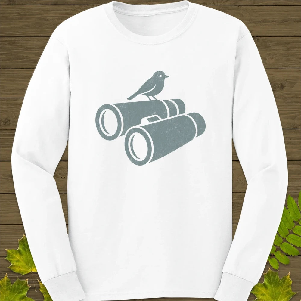 Bird on Bins Long Sleeve White
