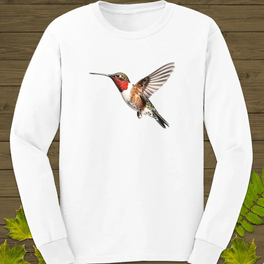 Ruby-throated Hummingbird Long Sleeve White