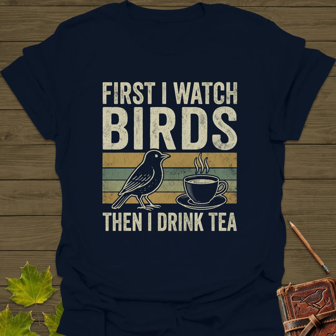 Birds Then Tea T-Shirt Navy