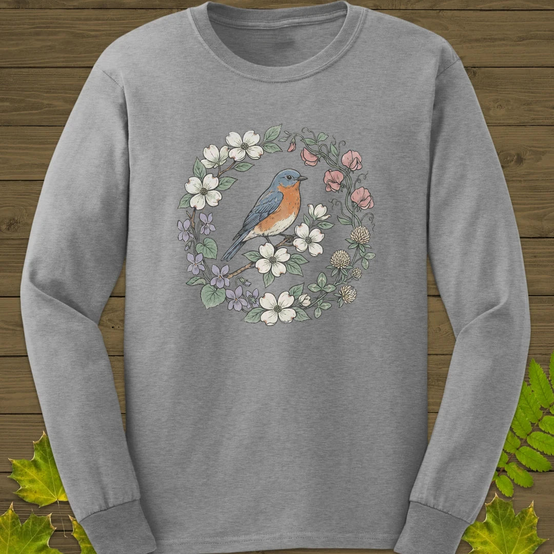 Blue & Bloom Long Sleeve Sport Grey