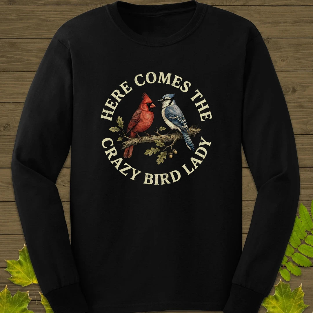 Crazy Bird Lady Long Sleeve Black
