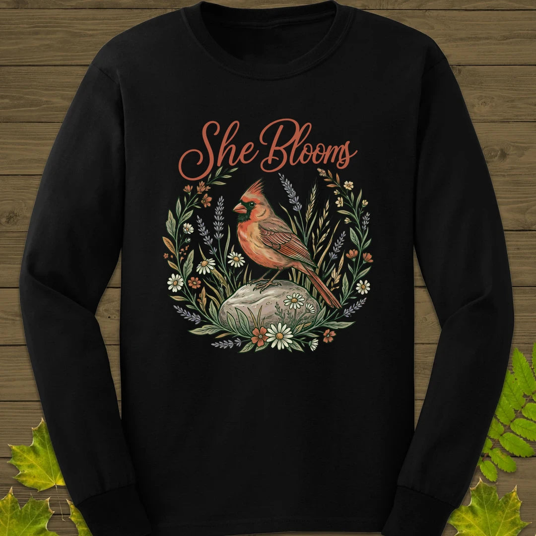 She Blooms Long Sleeve Black