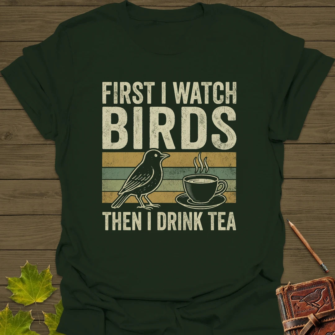 Birds Then Tea T-Shirt Forest Green