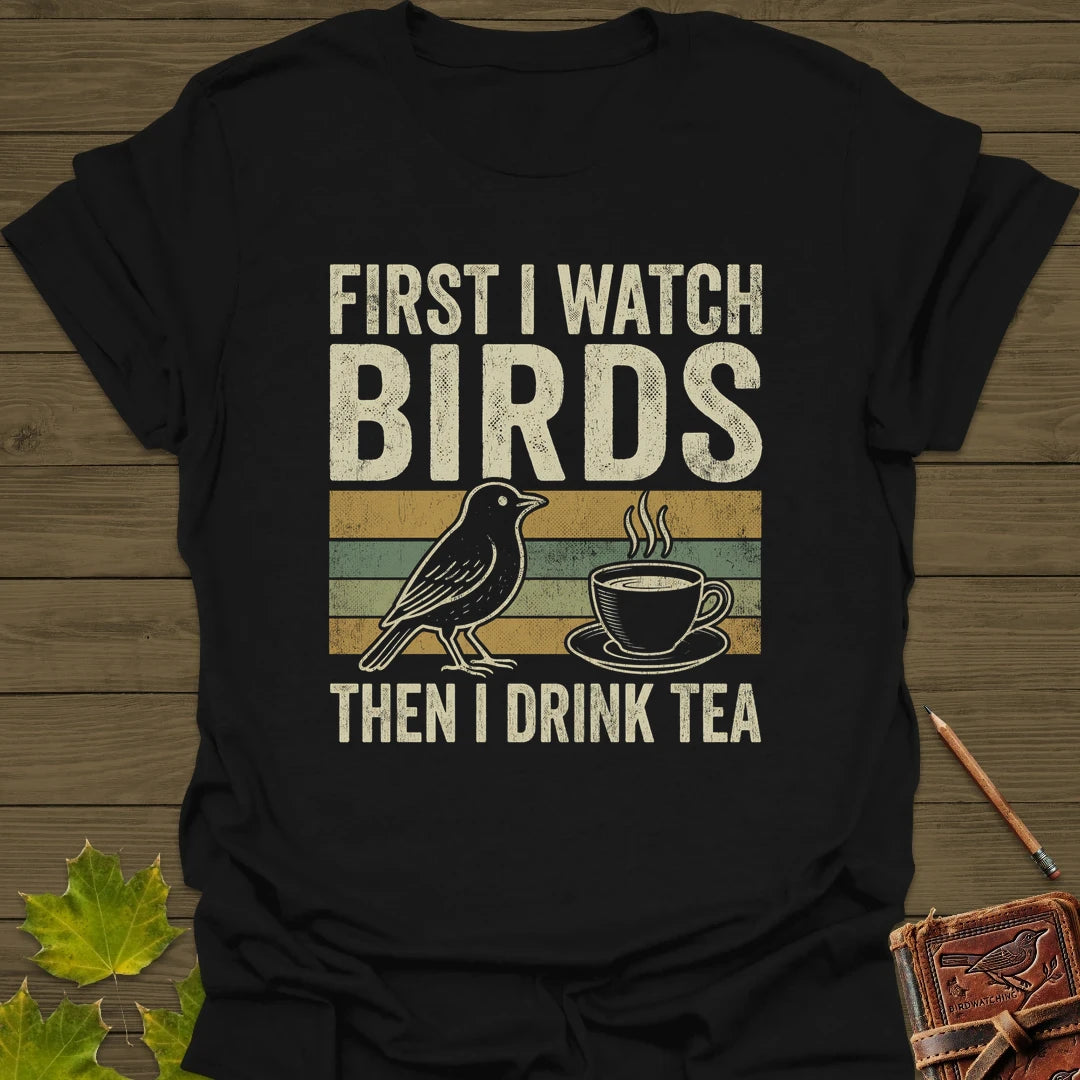 Birds Then Tea T-Shirt Black