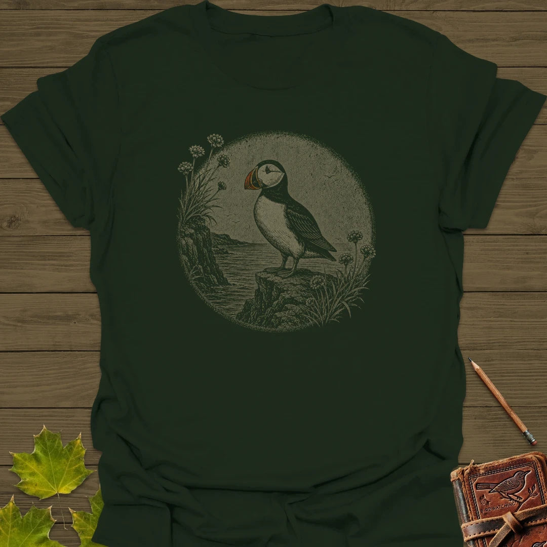 Cliff Puffin T-Shirt Forest Green