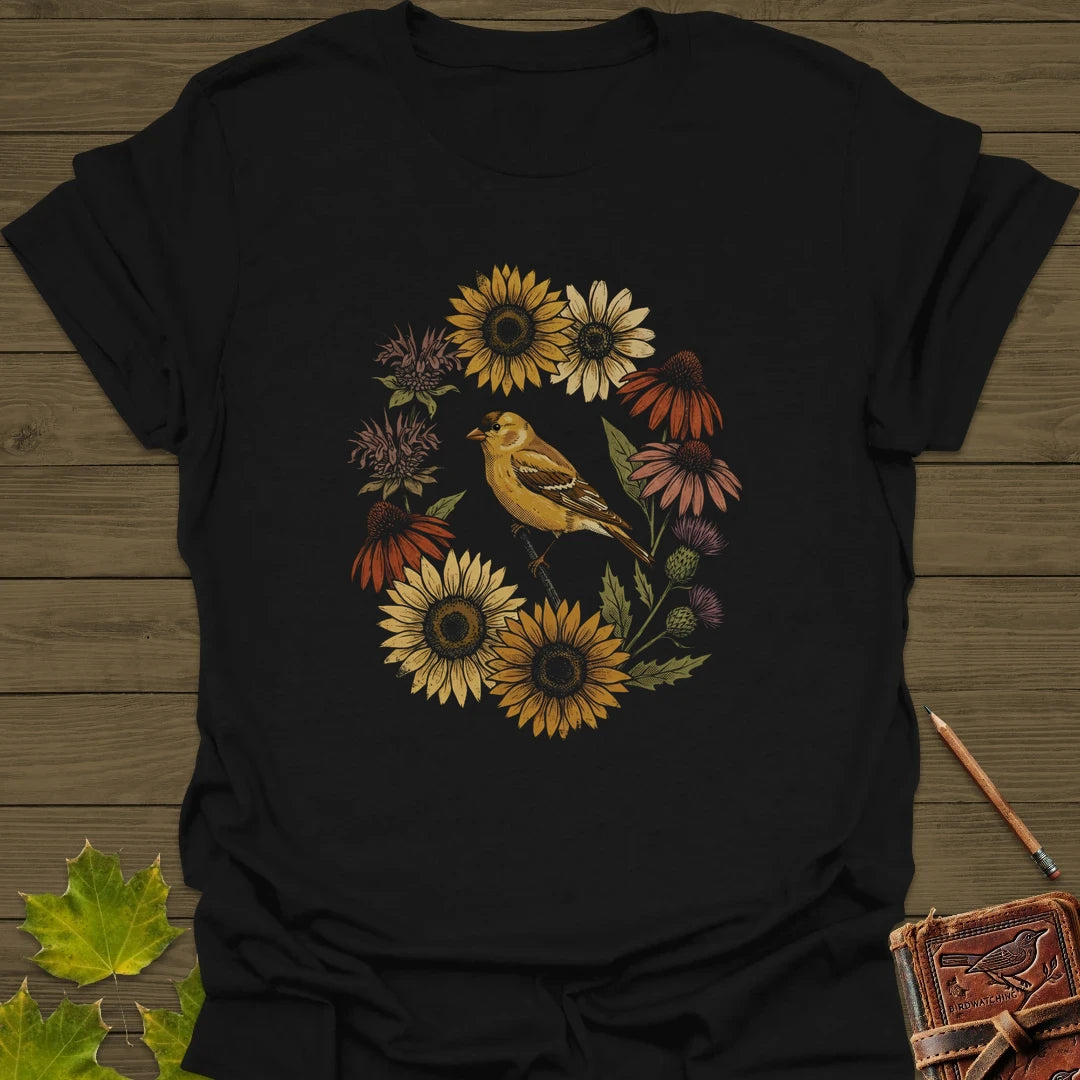 Gold In Bloom T-Shirt Black