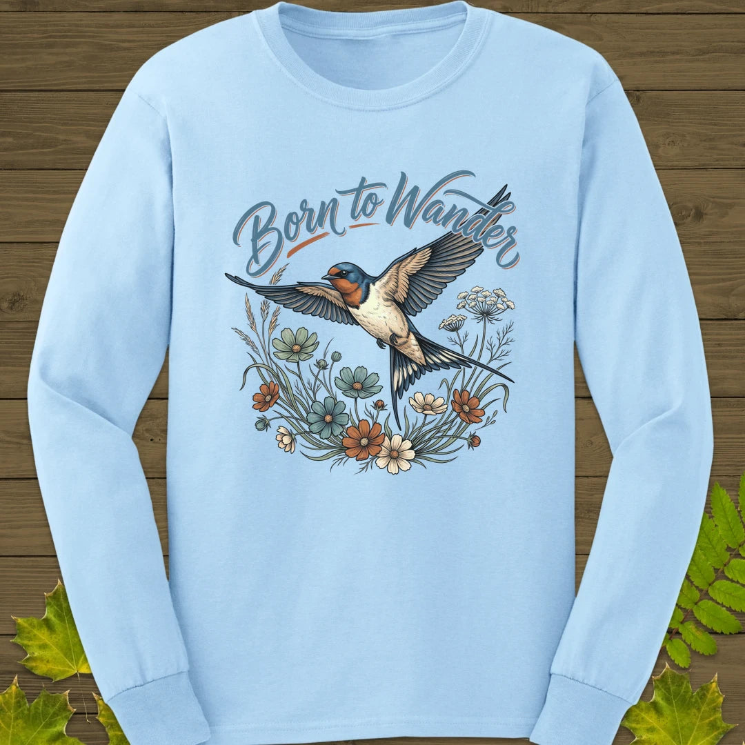 Born To Wander Long Sleeve Light Blue