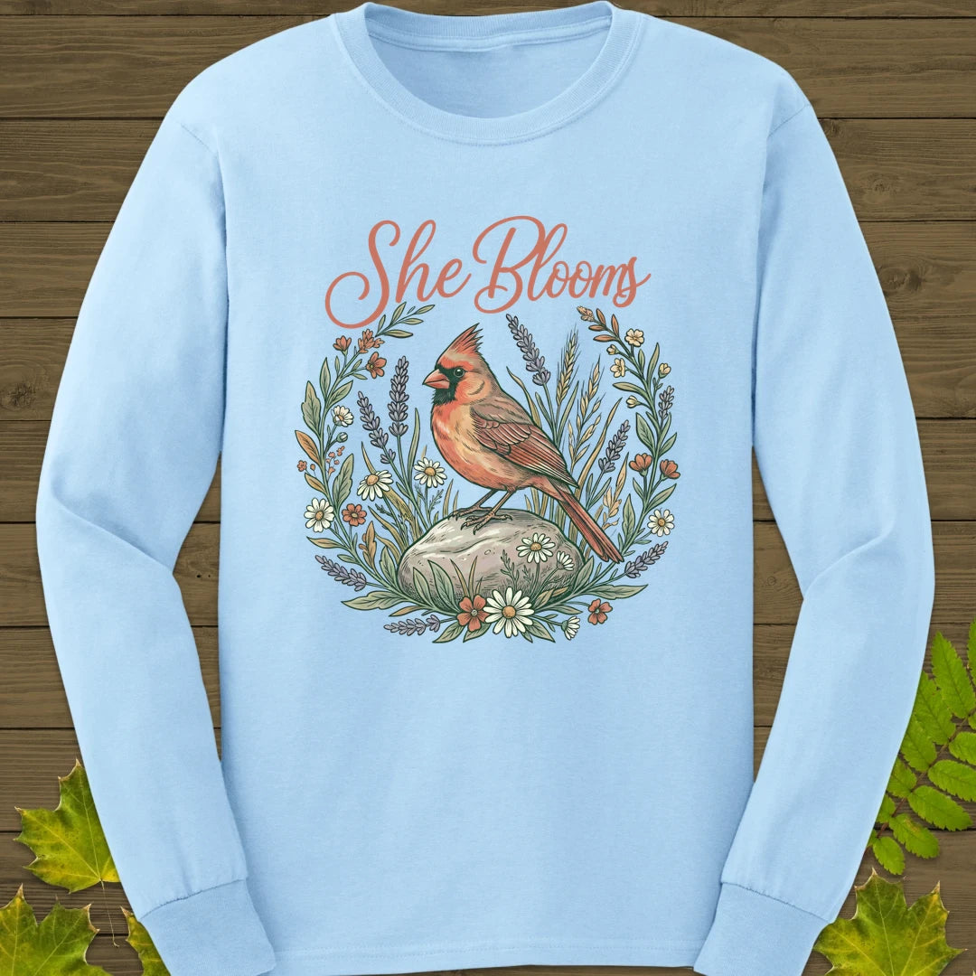 She Blooms Long Sleeve Light Blue