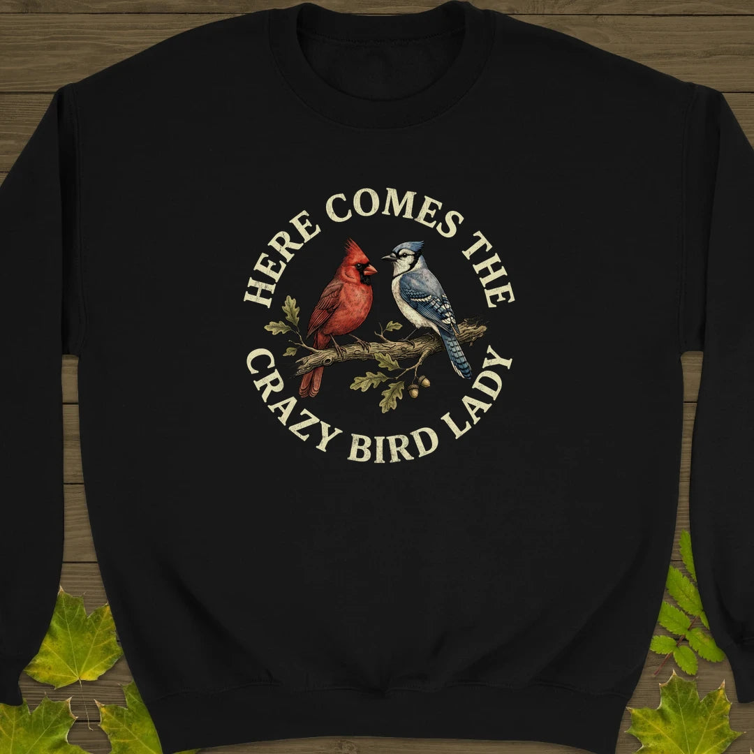 Crazy Bird Lady Sweatshirt Black