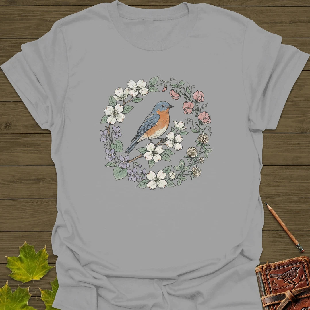 Blue & Bloom T-Shirt Ice Grey