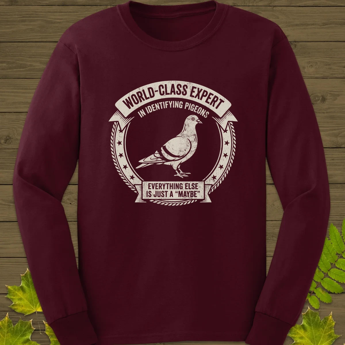 Identifying Pigeons Long Sleeve Maroon