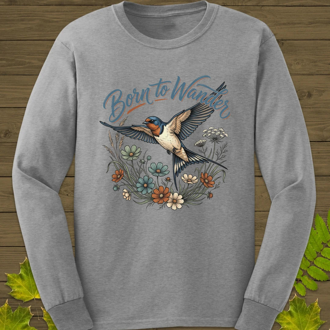 Born To Wander Long Sleeve Sport Grey