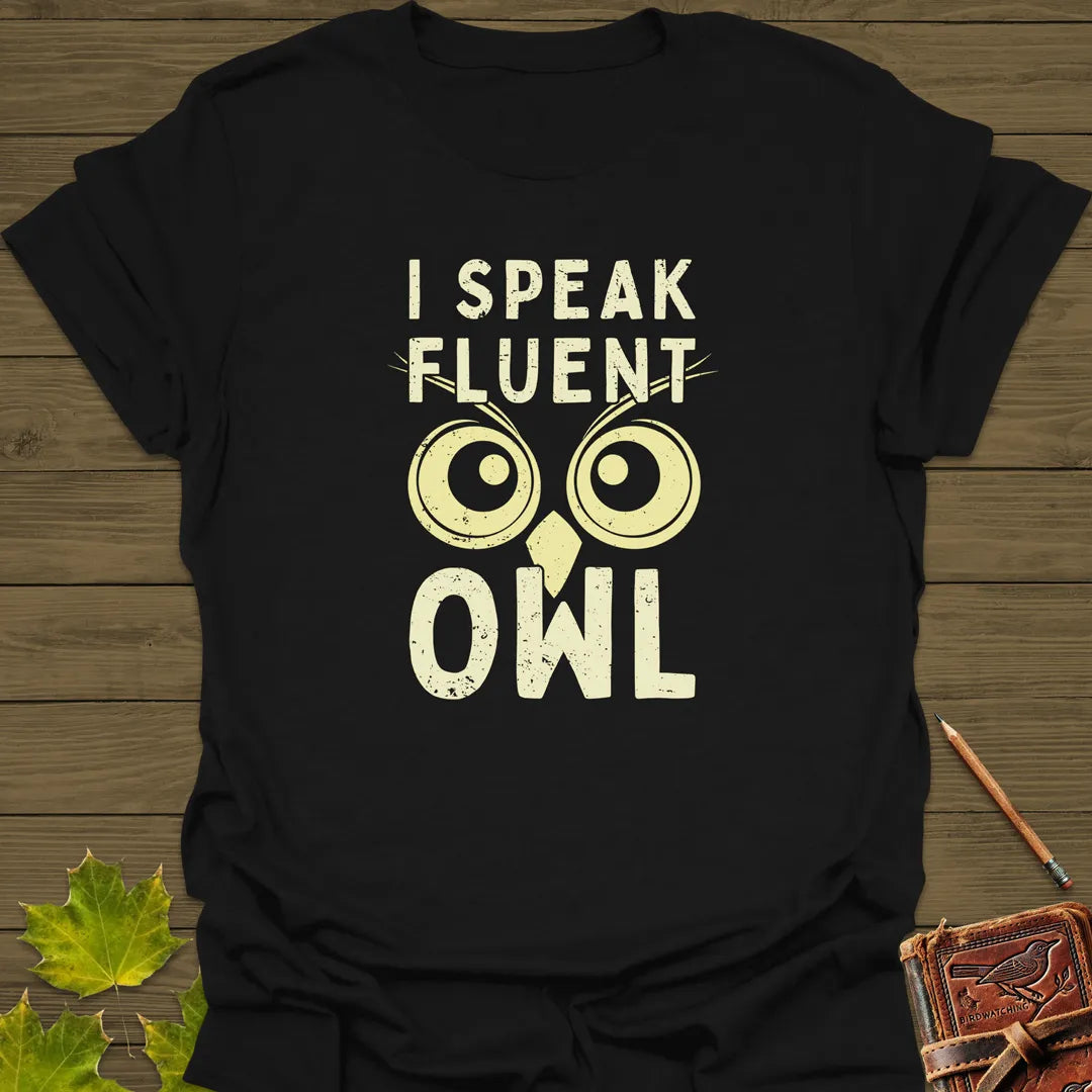 I Speak Fluent Owl T-Shirt Black