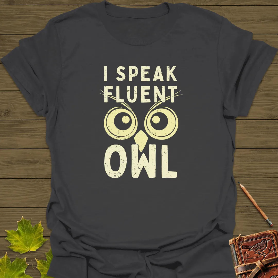 I Speak Fluent Owl T-Shirt Charcoal