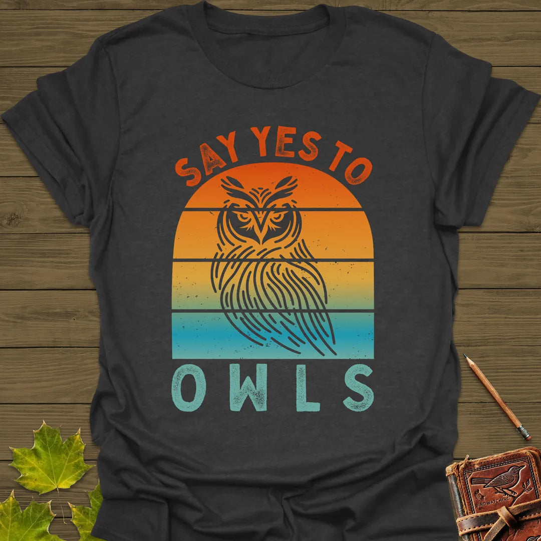 Say Yes To Owls T-Shirt Dark Heather