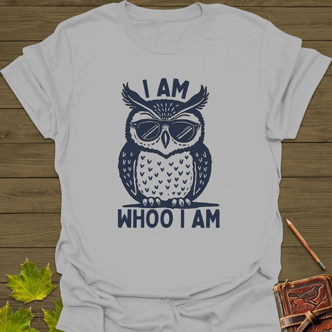 I Am Whoo I Am Owl T-Shirt Ice Grey