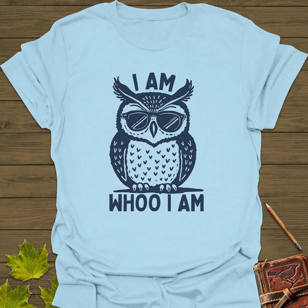I Am Whoo I Am Owl T-Shirt Light Blue