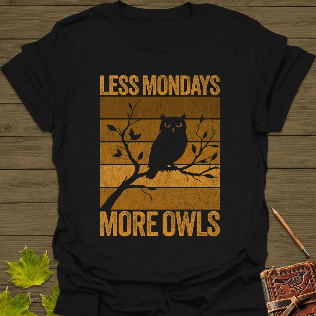 Less Mondays, More Owls T-Shirt Black