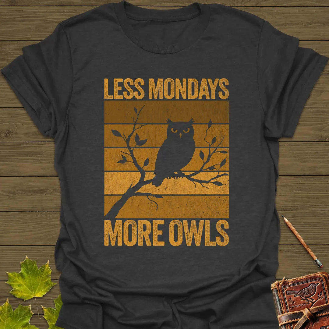 Less Mondays, More Owls T-Shirt Dark Heather