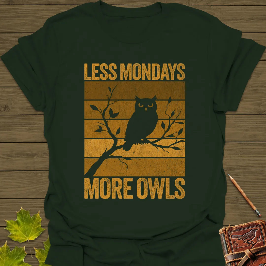 Less Mondays, More Owls T-Shirt Forest Green