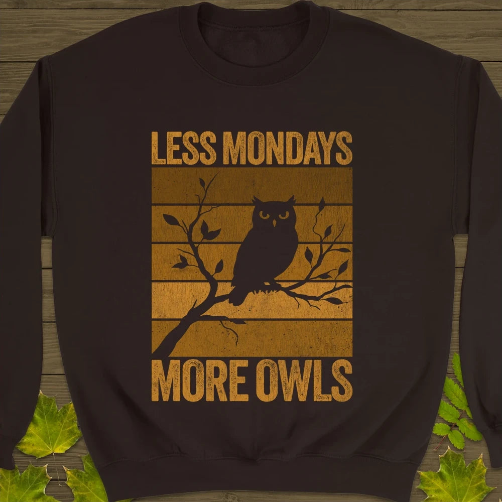 Less Mondays, More Owls Crewneck Sweatshirt Dark Chocolate