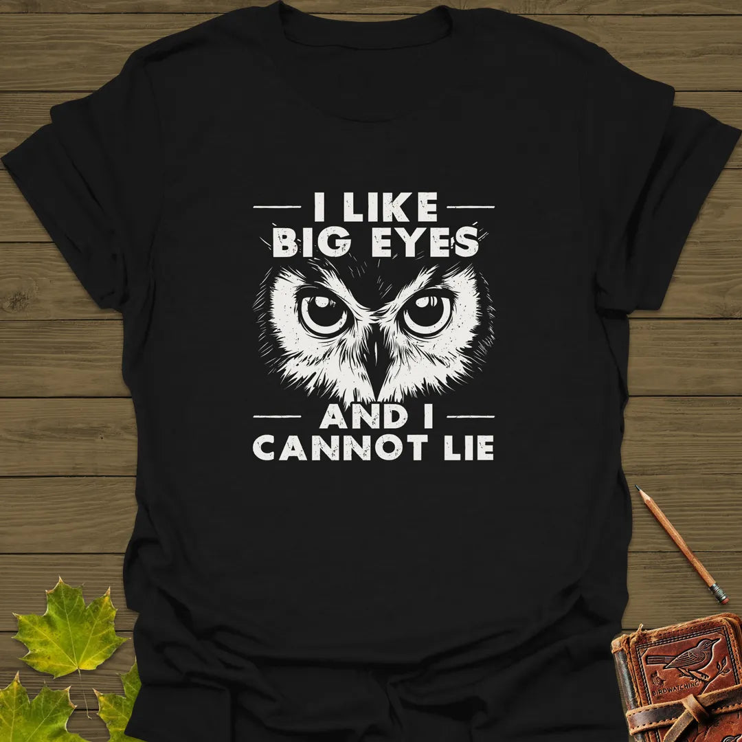 I Like Big Eyes Owl T-Shirt Black