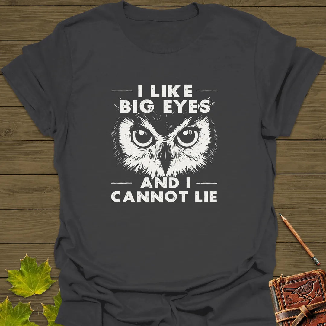 I Like Big Eyes Owl T-Shirt Charcoal