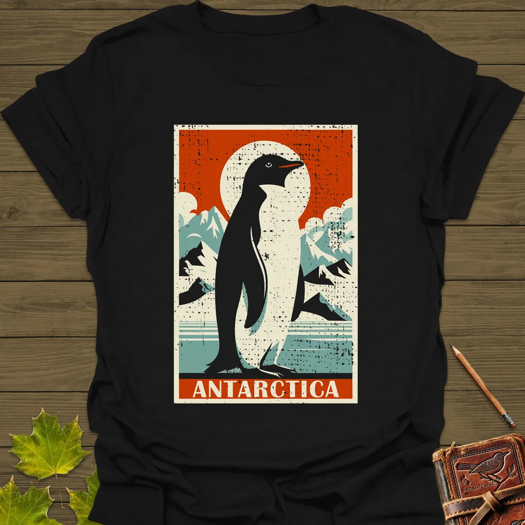 Penguin Travel Poster T-Shirt Black