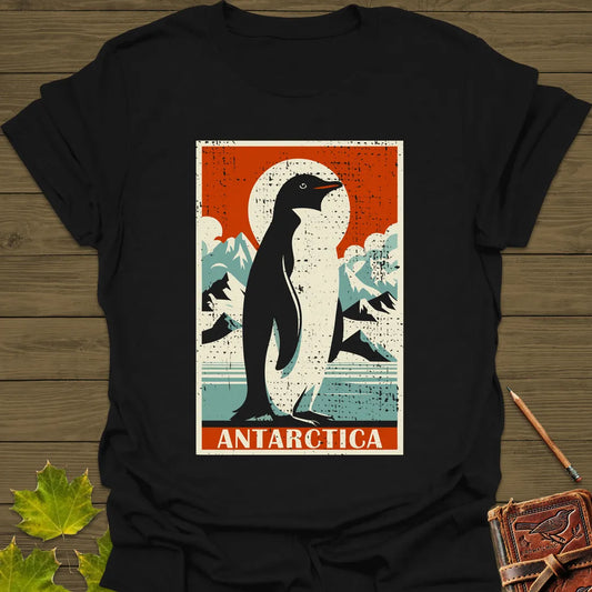 Penguin Travel Poster T-Shirt Black