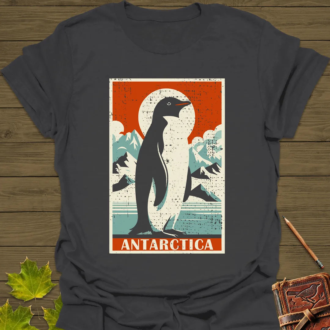 Penguin Travel Poster T-Shirt Charcoal