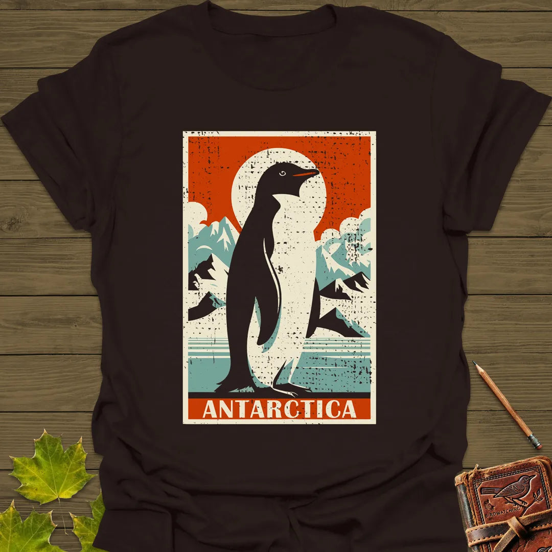 Penguin Travel Poster T-Shirt Dark Chocolate